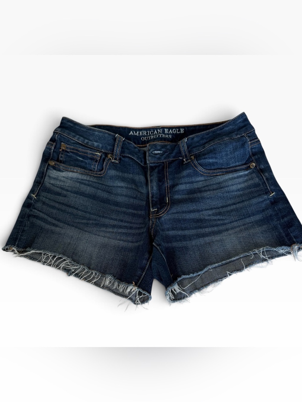 American Eagle Outfitters Indigo distressed Frayed Hem  stretch Denim Shorts Sz